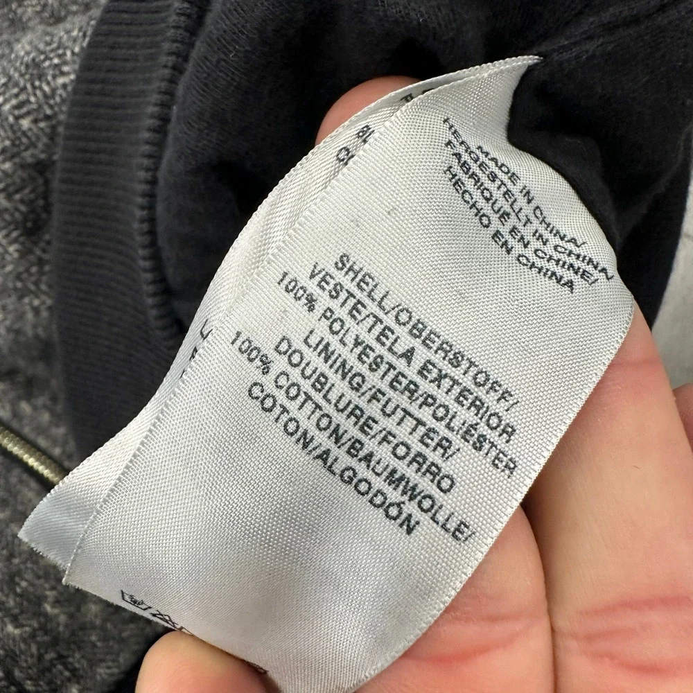 True Religion Mens Large Gray Herringbone Tweed Knit Full Zip Hoodie Horseshoe